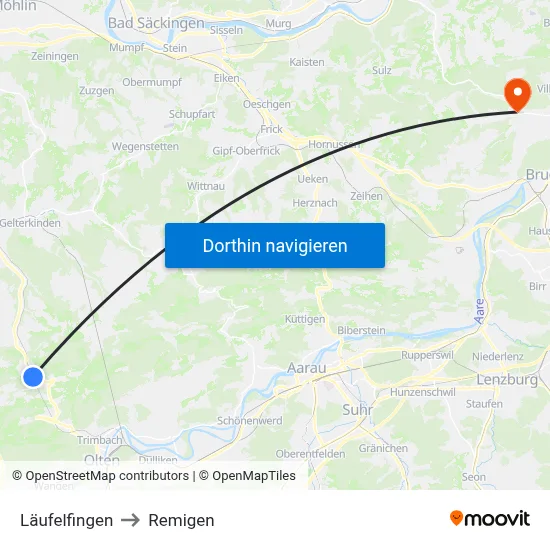 Läufelfingen to Remigen map