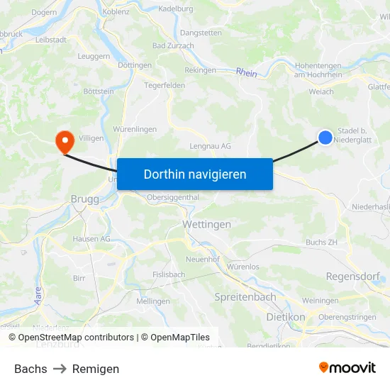 Bachs to Remigen map