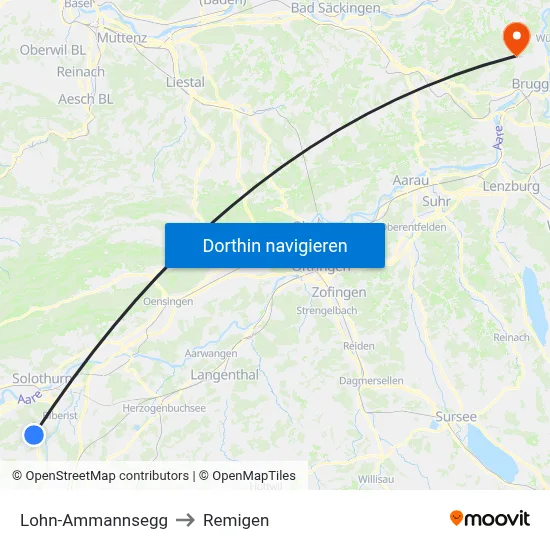 Lohn-Ammannsegg to Remigen map
