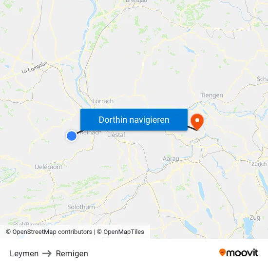 Leymen to Remigen map