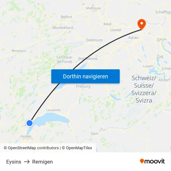 Eysins to Remigen map