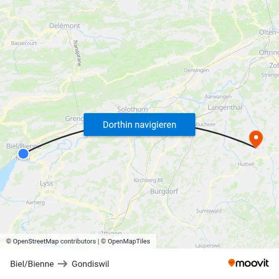 Biel/Bienne to Gondiswil map