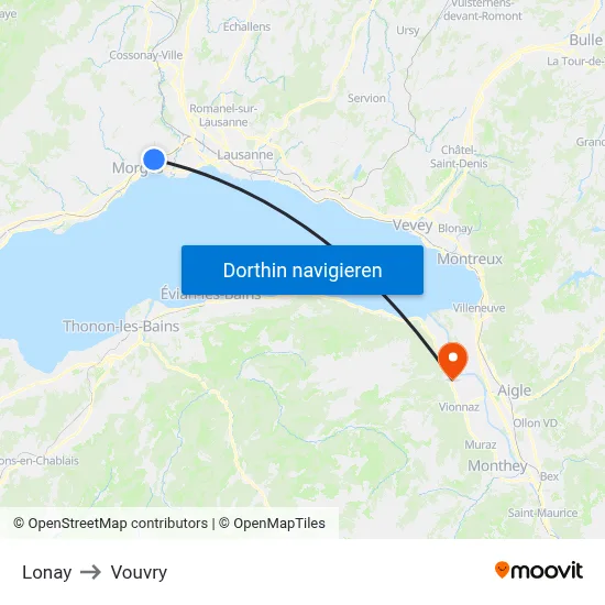Lonay to Vouvry map