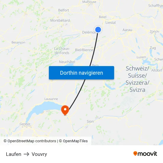 Laufen to Vouvry map