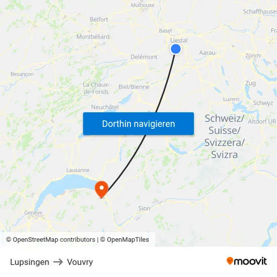 Lupsingen to Vouvry map