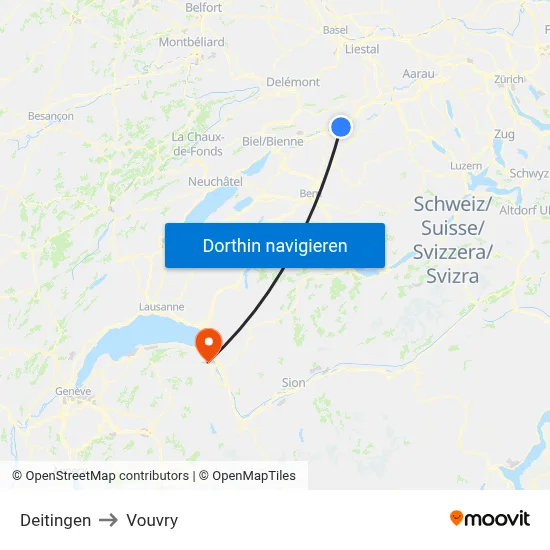 Deitingen to Vouvry map
