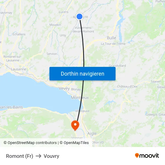 Romont (Fr) to Vouvry map
