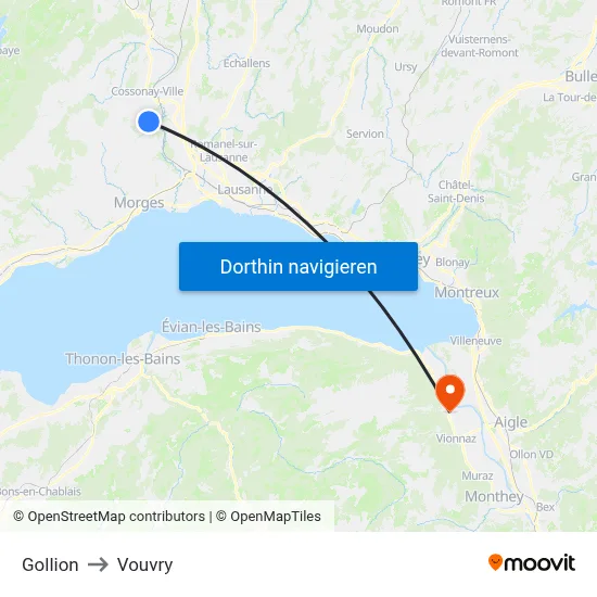 Gollion to Vouvry map