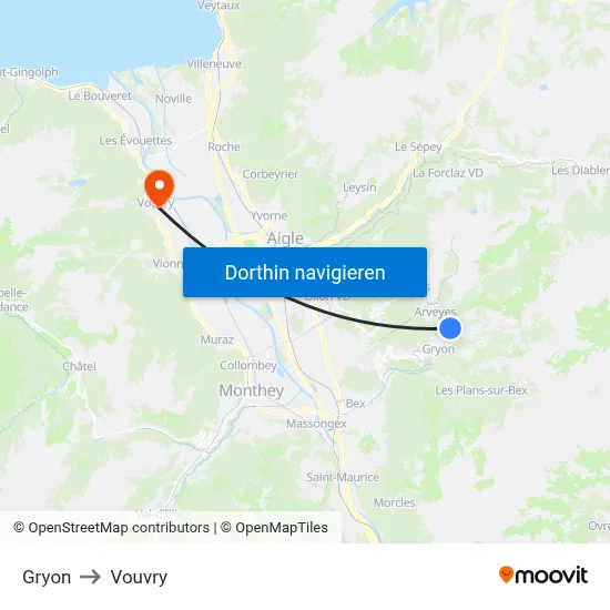 Gryon to Vouvry map