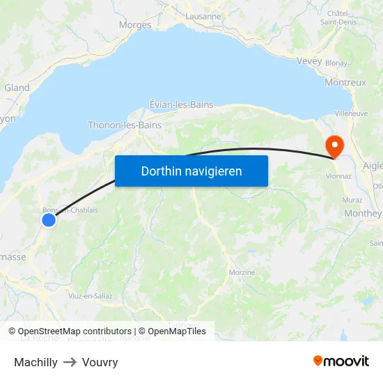 Machilly to Vouvry map