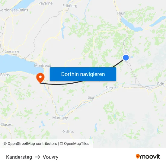 Kandersteg to Vouvry map
