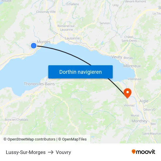 Lussy-Sur-Morges to Vouvry map