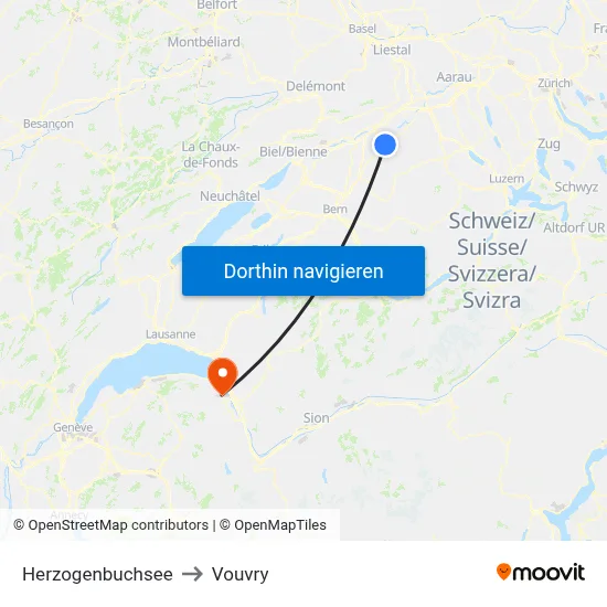 Herzogenbuchsee to Vouvry map