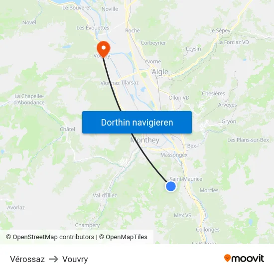 Vérossaz to Vouvry map
