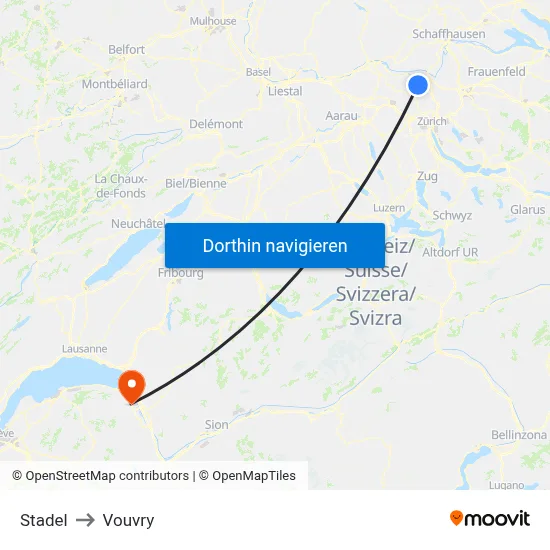 Stadel to Vouvry map