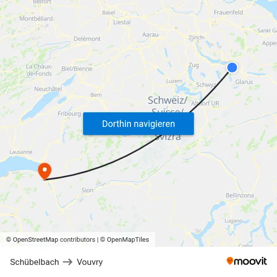 Schübelbach to Vouvry map