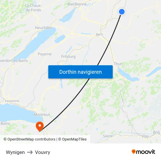 Wynigen to Vouvry map