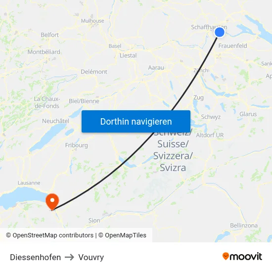 Diessenhofen to Vouvry map