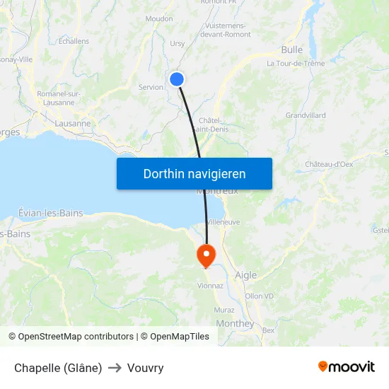 Chapelle (Glâne) to Vouvry map