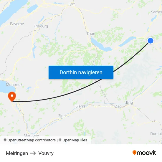 Meiringen to Vouvry map