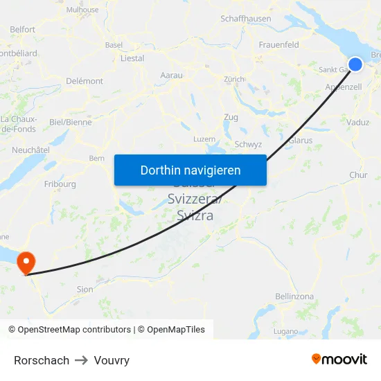 Rorschach to Vouvry map