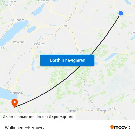 Wolhusen to Vouvry map