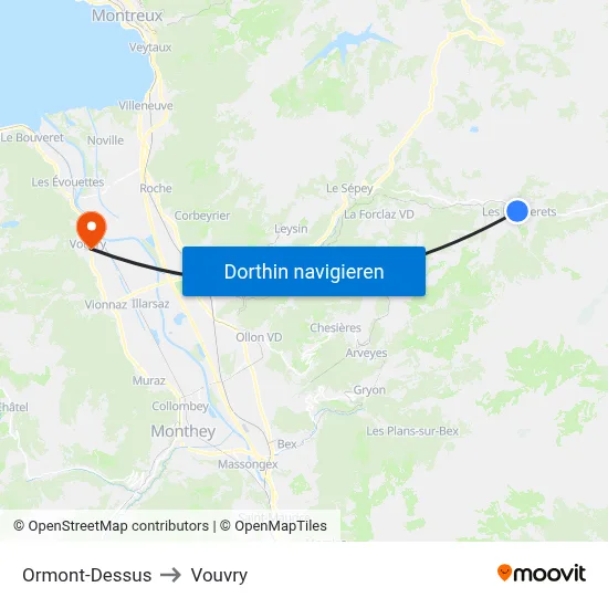Ormont-Dessus to Vouvry map