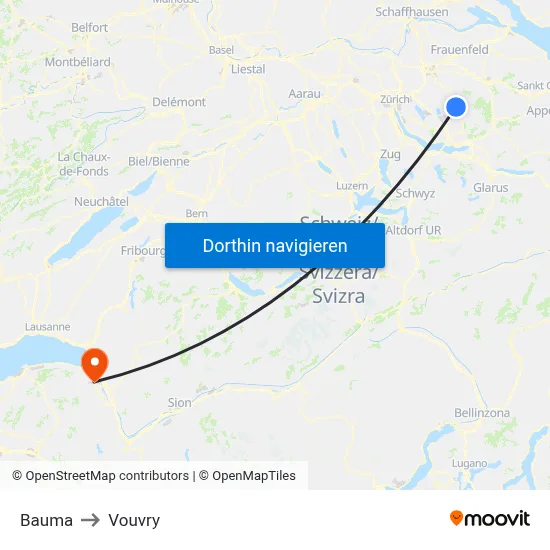 Bauma to Vouvry map