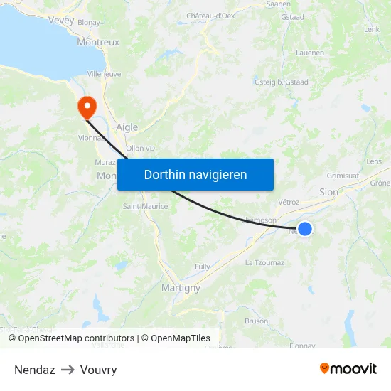 Nendaz to Vouvry map