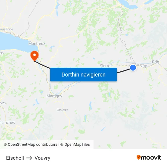 Eischoll to Vouvry map