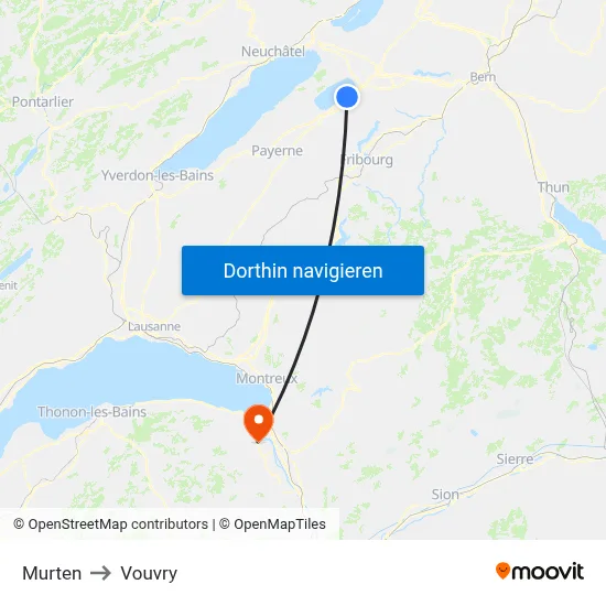Murten to Vouvry map