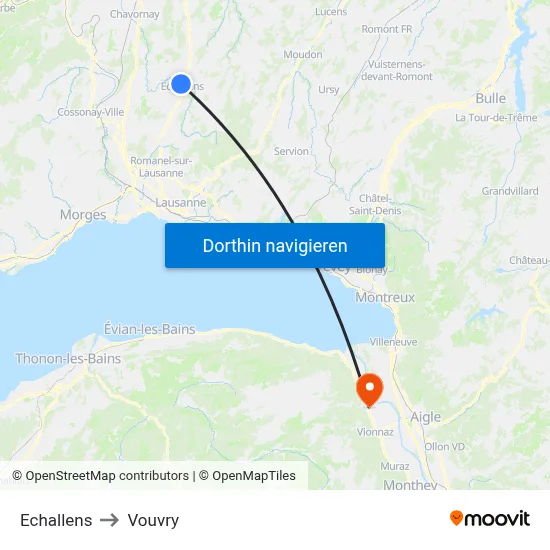 Echallens to Vouvry map