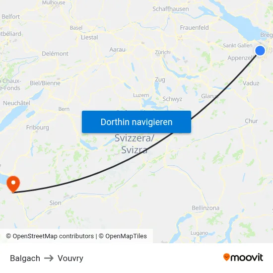 Balgach to Vouvry map