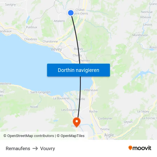 Remaufens to Vouvry map