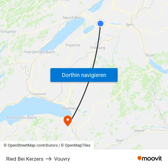 Ried Bei Kerzers to Vouvry map
