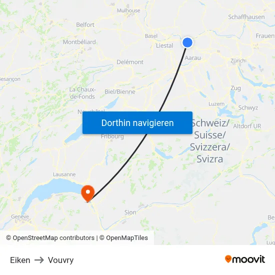 Eiken to Vouvry map