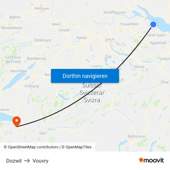 Dozwil to Vouvry map