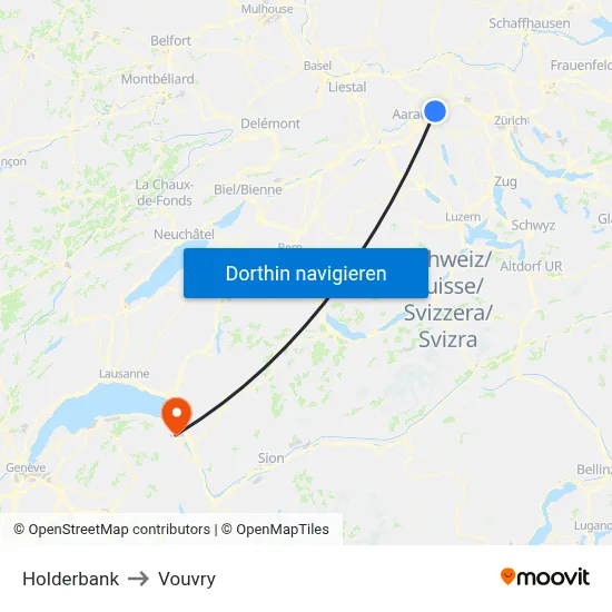 Holderbank to Vouvry map