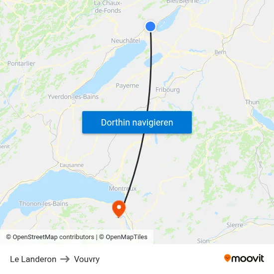 Le Landeron to Vouvry map