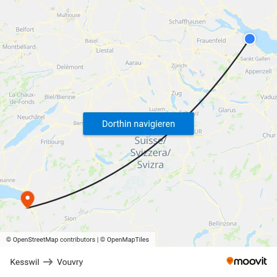 Kesswil to Vouvry map
