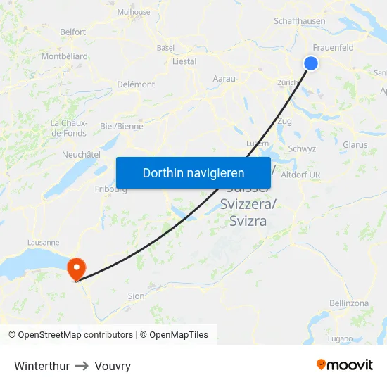Winterthur to Vouvry map