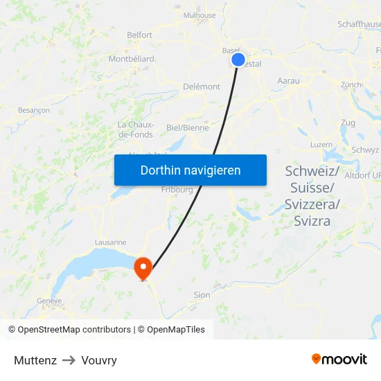 Muttenz to Vouvry map