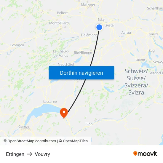 Ettingen to Vouvry map