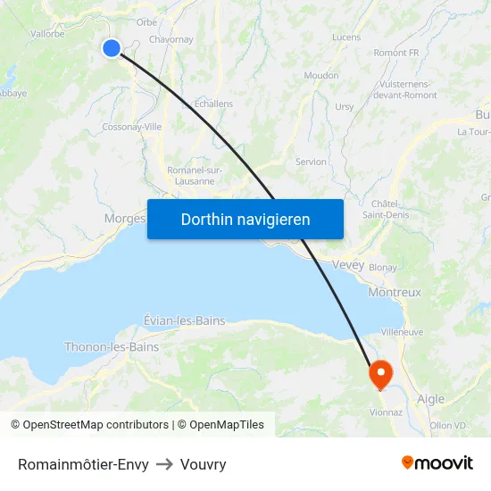 Romainmôtier-Envy to Vouvry map