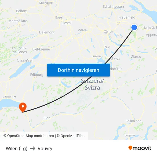 Wilen (Tg) to Vouvry map
