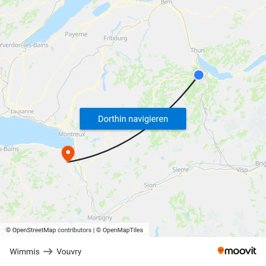 Wimmis to Vouvry map