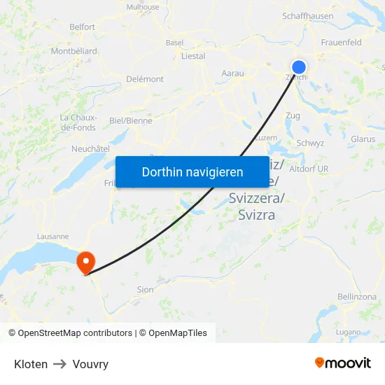 Kloten to Vouvry map