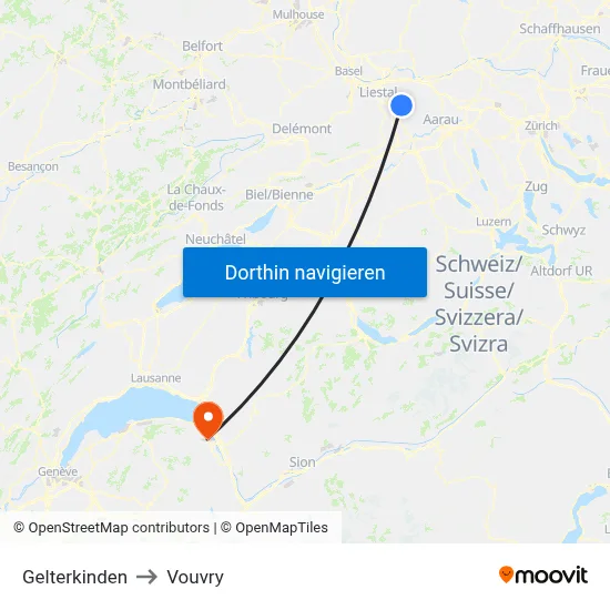 Gelterkinden to Vouvry map