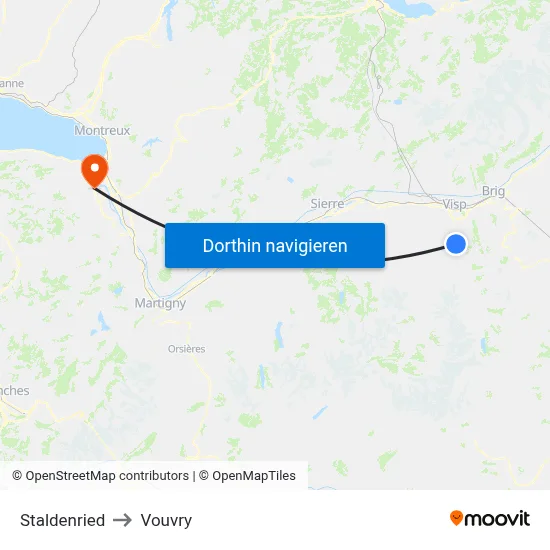 Staldenried to Vouvry map