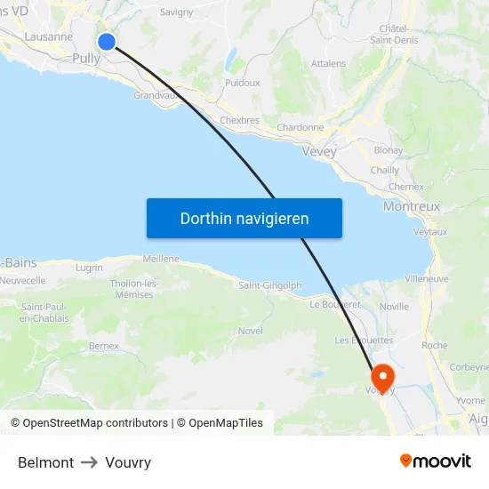Belmont to Vouvry map